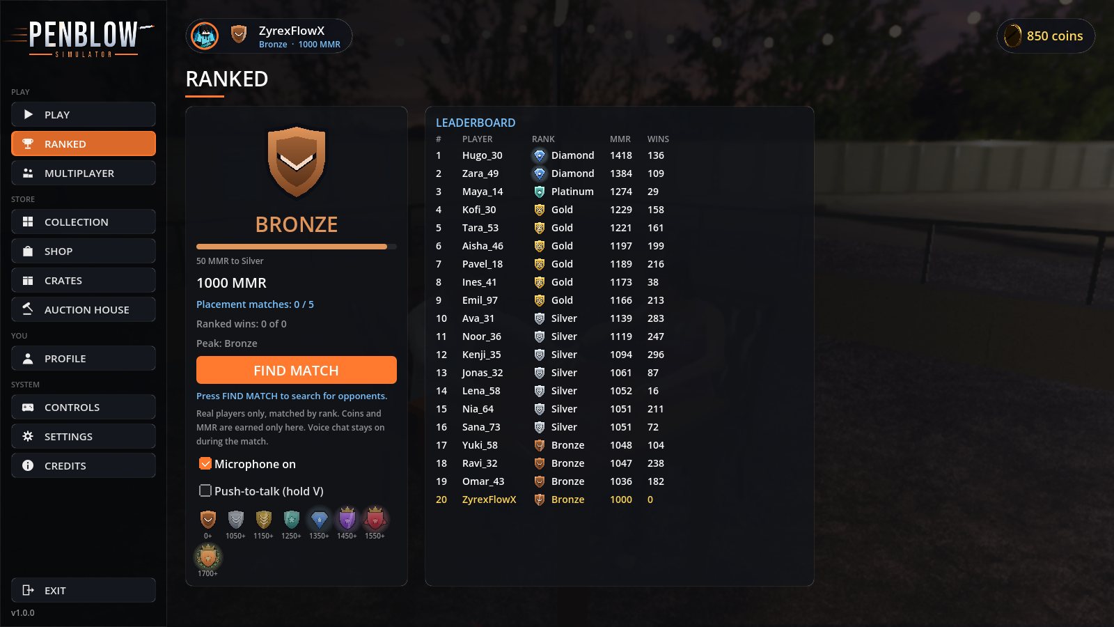 Ranked screen